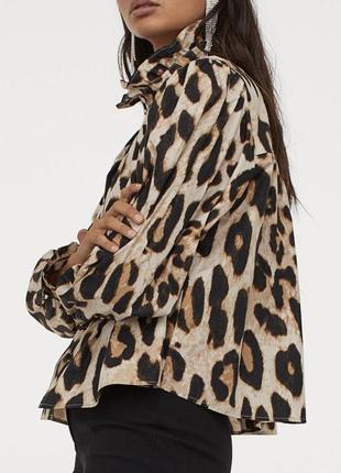 H&m хлопковая блузка леопардовый принт.1 фото