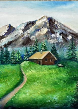 Горный пейзаж, оргалит,30х30см