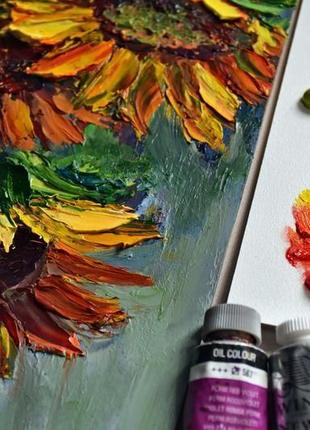 Соняшники, живопис олією, 30х40см4 фото