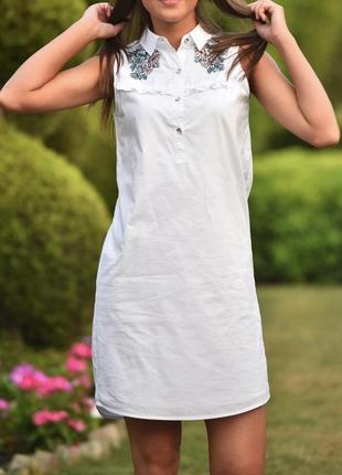 Платье белое с вышивкой (рубашка)1 фото