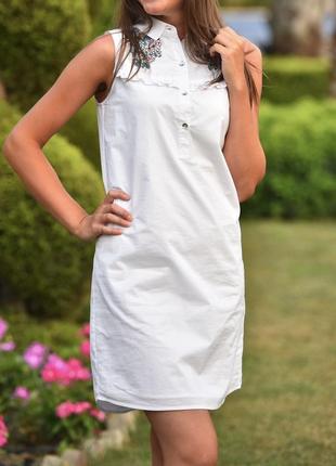 Платье белое с вышивкой (рубашка)6 фото