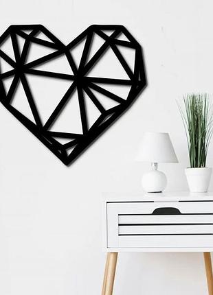 Деревянное геометрическое панно на стену «сердце» wow studio decor