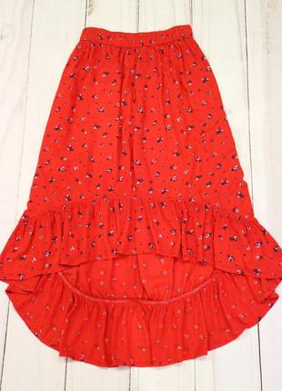 Ассиметричная юбка миди с воланом, l-xxl1 фото
