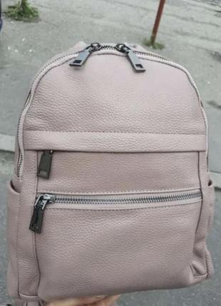 Рюкзак светло-розовый из натуральной кожи 👍