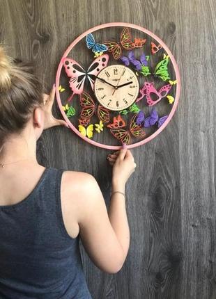 Цветные настенные часы с универсальным дизайном бабочек wow studio decor