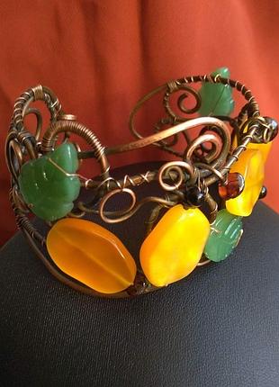 Браслет "кульбабки". мідь. р. 20см