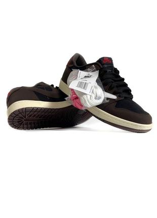 Nike air jordan 1 retro low x travis scott og "dark mocha"1 фото