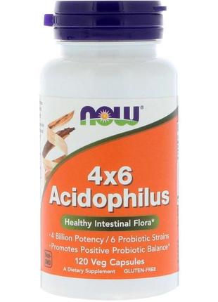 Пробиотик now 4x6 acidophilus 120 veg capsules