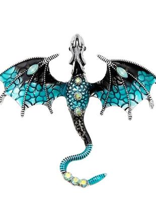 Шикарна брошка у вигляді дракона з гірського кришталя і перлів, символ 2024.