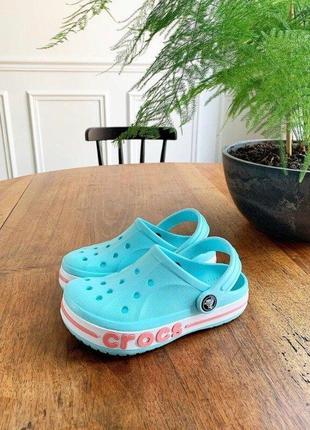 Крокс баябэнд детские клоги голубые crocs bayaband kids clog ice blue/melon