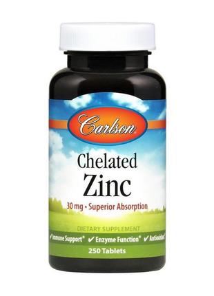 Цинк carlson chelated zinc 30 mg 250 tablets