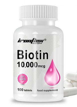 Біотин ironflex biotin 10 000 mcg 100 tabs1 фото