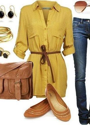 Жіноча базова пісочно-гірчична сорочка.