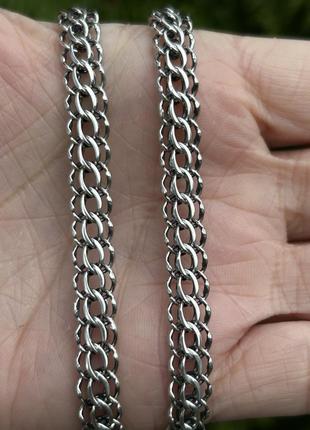 Массивная серебряная мужская цепочка с крестиком, серебро 9252 фото