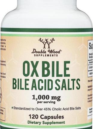 Жовчні кислоти double wood ox bile acid salts 1000 mg, 120caps...