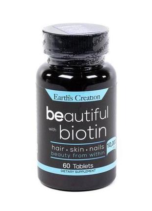 Біотин earth‘s creation beautiful biotin 10,000 mcg 60 tabs