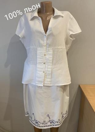 Элегантная льняная белоснежная блузка,балал
