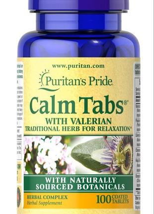 Трав'яна заспокійлива формула puritan's pride calm tabs with v...