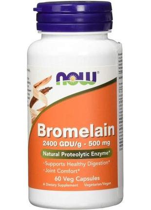 Бромелайн now bromelain 500 mg 60 veg capsules