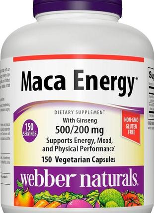 Мака з женьшенем webber naturals maca + ginseng 500/200mg 150 ...