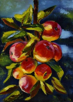 Картина олійними фарбами 30/40см. червоні яблука