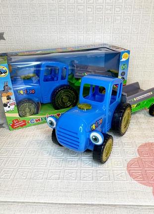 Іграшка синій трактор із причепом світло, звук укр звук колесо вільного ходу з мультфільму