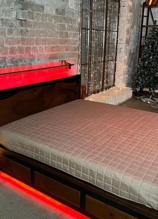 Кровать в стиле лофт с подсветкой и выдвижными шухлядами3 фото