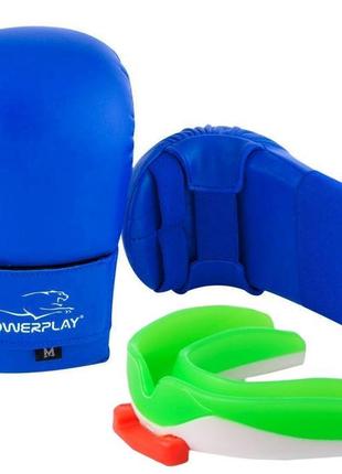 Рукавиці для карате powerplay 3027 сині l (капа в подарунок)