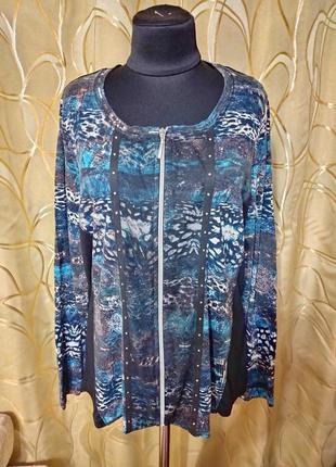 Брендовая вискозная трикотажная блуза блузка лонгслив большого размера батал3 фото