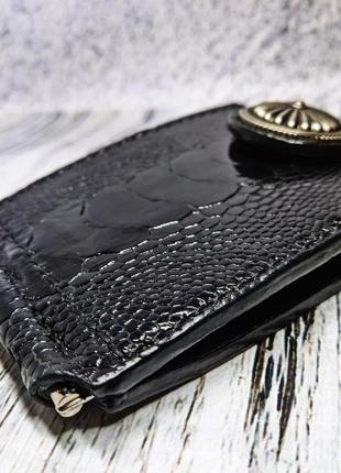 Зажим для купюр бифолд кошелек портмоне из натуральной кожи страуса5 фото