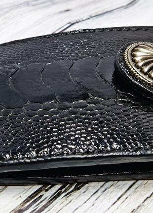 Зажим для купюр бифолд кошелек портмоне из натуральной кожи страуса4 фото