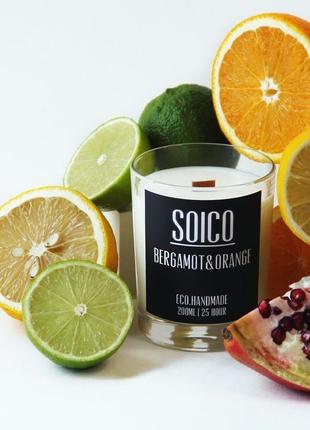 Ароматизированная соевая свеча soico classic • 200 ml • подарочная упаковка (аромат на выбор)