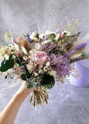 Весільний букет з сухоцвітів та стабілізованих рослин1 фото