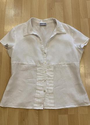 Элегантная льняная белоснежная блузка,балал3 фото