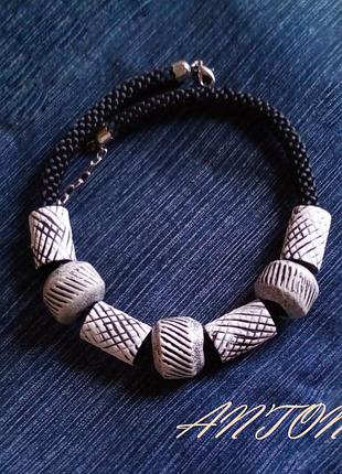 Кольє з намистинами циліндрами 4