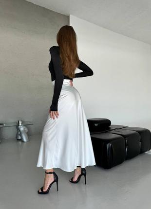 Сатиновая трендовая юбка макси9 фото