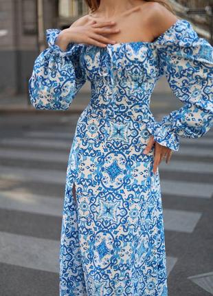 Платье софт голубое изумрудное2 фото