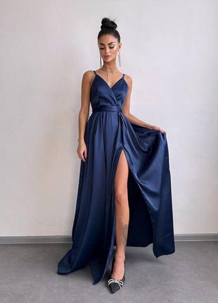 Атласное платье макси 15 цветов