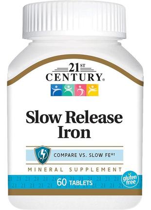 Залізо 21st century slow release iron 45 mg 60 tablets