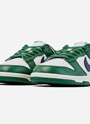 Мужские кроссовки кожаные найк данк лоу ретро зелёные с белым / nike dunk low retro gorge green 
midnight navy wmns8 фото