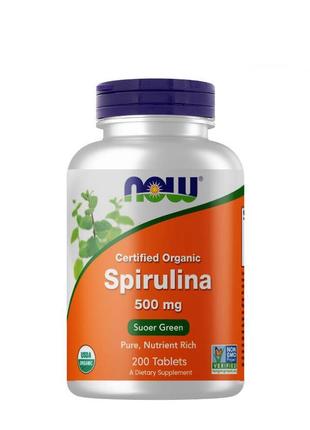 Спіруліна now spirulina 500mg 200tabl