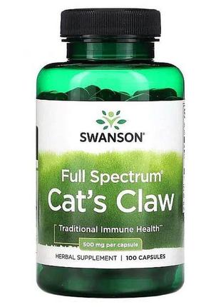 Котячий кіготь swanson cat's claw 500 mg 100 caps