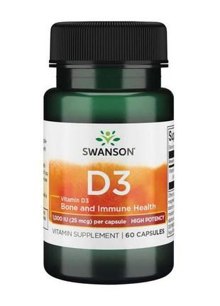 Вітамін d3 swanson vitamin d3 1000 iu (25 mcg) 60 caps