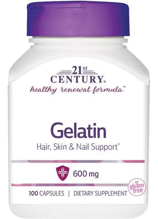 Гідролізат желатину 21st century gelatin 600 mg 100 capsules1 фото