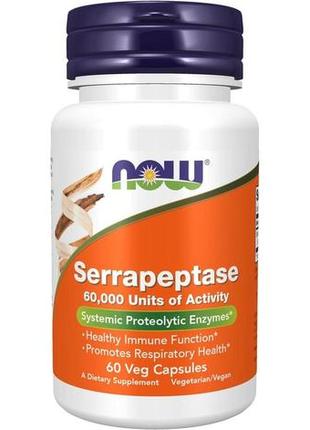 Серрапептаза now serrapeptase, 60 veg capsules