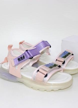 Гарні босоніжки рожево фіолетові бузкові сандалі