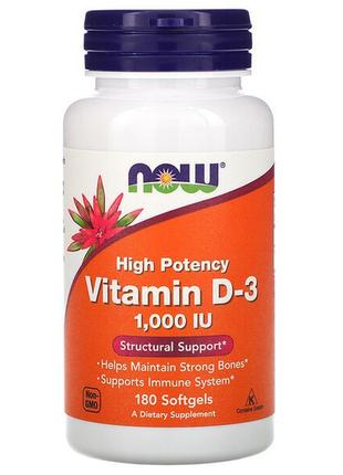 Вітамін d-3 now vitamin d-3 1000 iu 180 soft1 фото