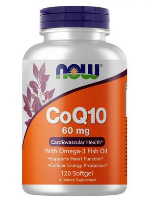 Коензим q10 now foods coq-10 60 mg with omega-3 fish oil 120 s...