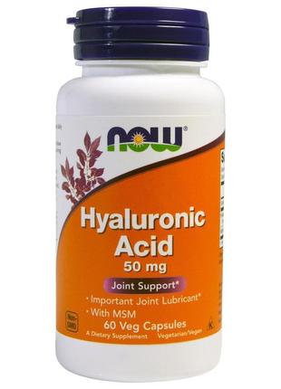 Гіалуронова кислота з мсм now foods hyaluronic acid 50 mg 60 v...
