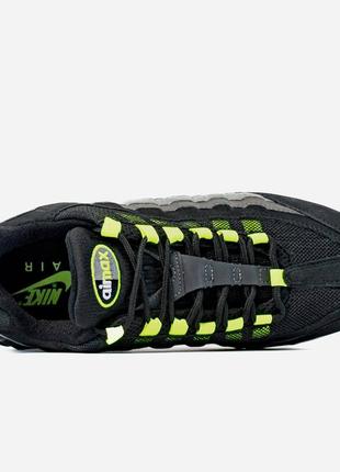 Мужские кроссовки найк аир макс 95 чёрные с зелёным / nike air max 95 black grey green6 фото